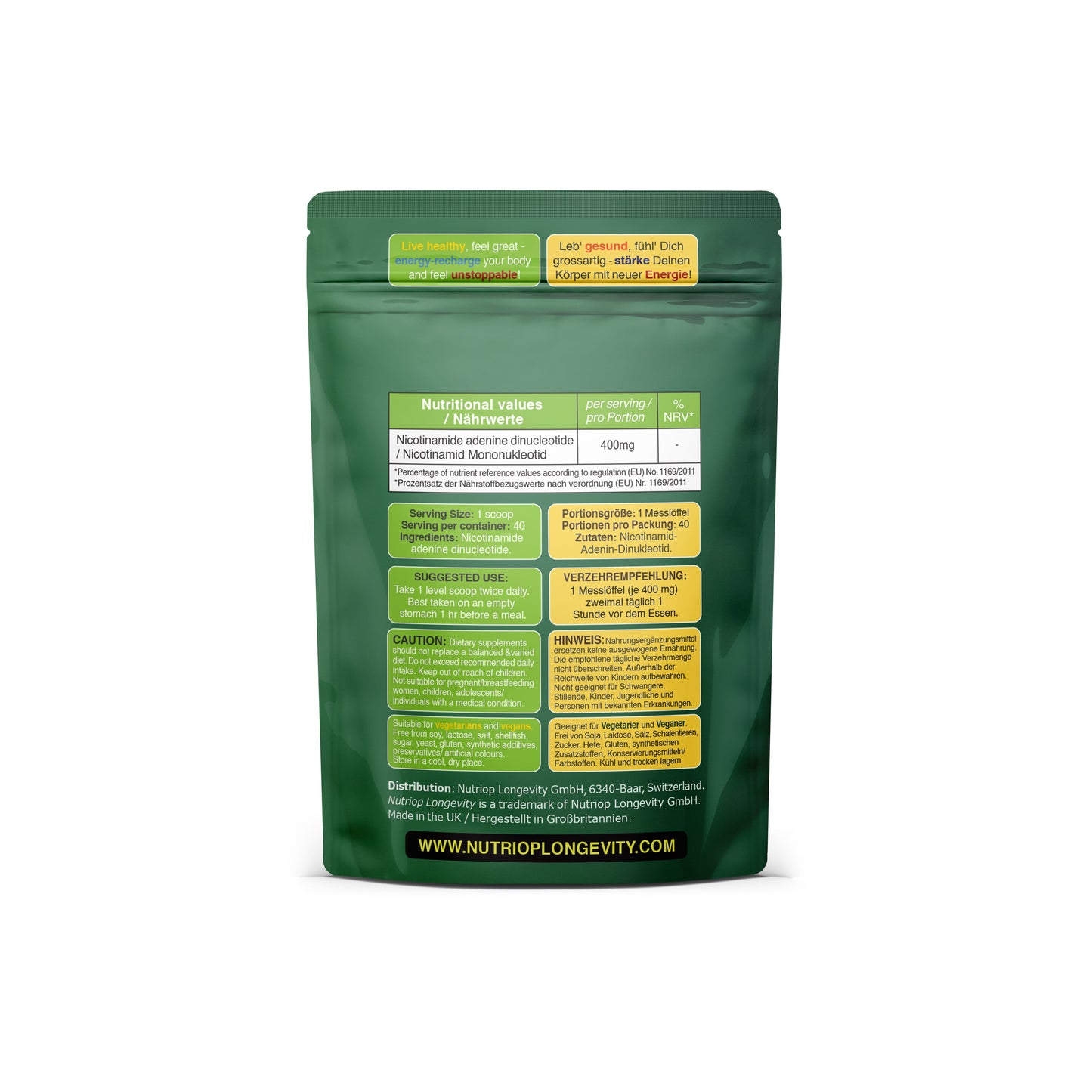 Nutriop Longevity® PURE-NAD+ Extreme Potency sublingual powder